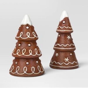 New Set of 2 Holiday Ceramic Gingerbread Trees Winter Decor Target Wondershop